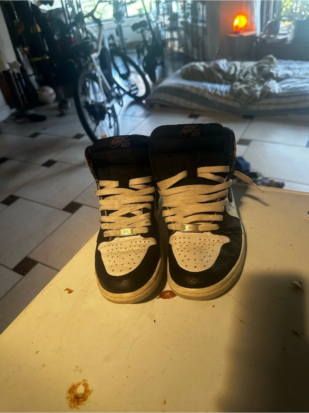 Nike Jordan 1 High-Top Sneakers Black White Grey